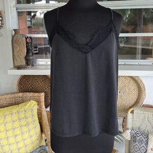 Anthropologie Sunday In Brooklyn Large  Black Lace Trim Camisole Feminine Boho